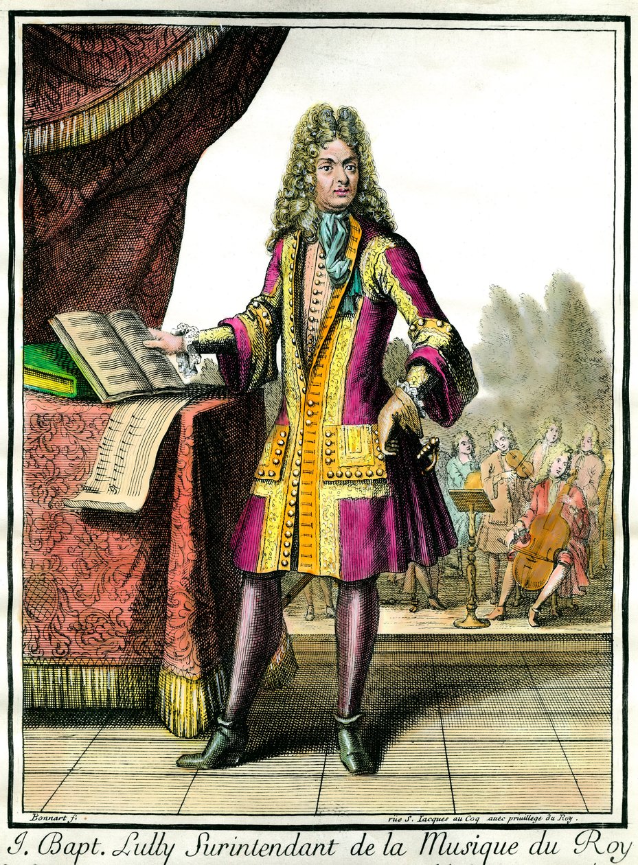 जीन बैप्टिस्ट लुली (जियोवन्नी बतिस्ता लुल्ली) के पैर में पोर्ट्रेट (1632-1687) हेनरी बोनार्ट द्वारा उत्कीर्णन के संगीत के अधीक्षक (1642-1711) द्वारा हेनरी बोनार्ट