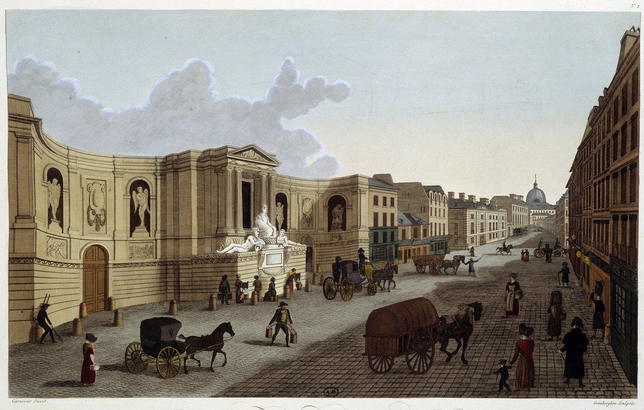 रुए डे ग्रेनेले का फव्वारा, लगभग 1820 में "" पेरिस के दृश्य "" कौरवोइज़ियर द्वारा 1827 द्वारा हेनरी कौरवोइज़ियर-वोइसिन