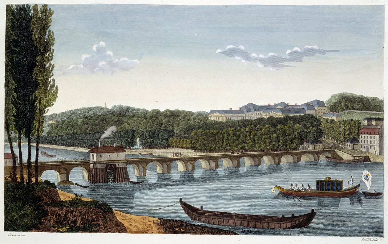 Courvoisier bridge द्वारा "" Vues de Paris "" में - महल और सेंट क्लाउड के पुल का दृश्य द्वारा हेनरी कौरवोइज़ियर-वोइसिन