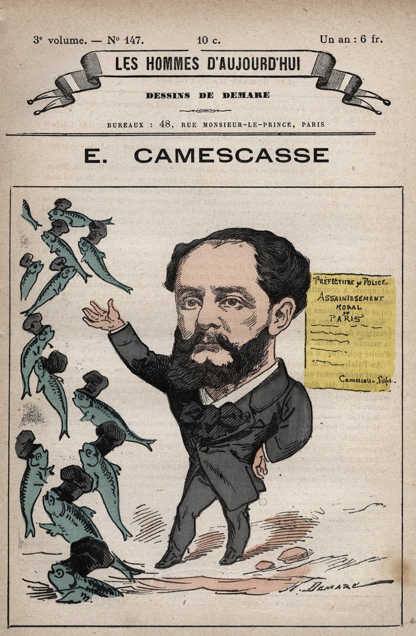 जीन लुई अर्नेस्ट कैमस्केस का कार्टून (1838-1897) वकील, फ्रांसीसी राजनीतिज्ञ - 'लेस होम्स डी'टुडे' से सी। 1880 1880 हेनरी डेमारे द्वारा (1846-1888) द्वारा हेनरी डेमरे