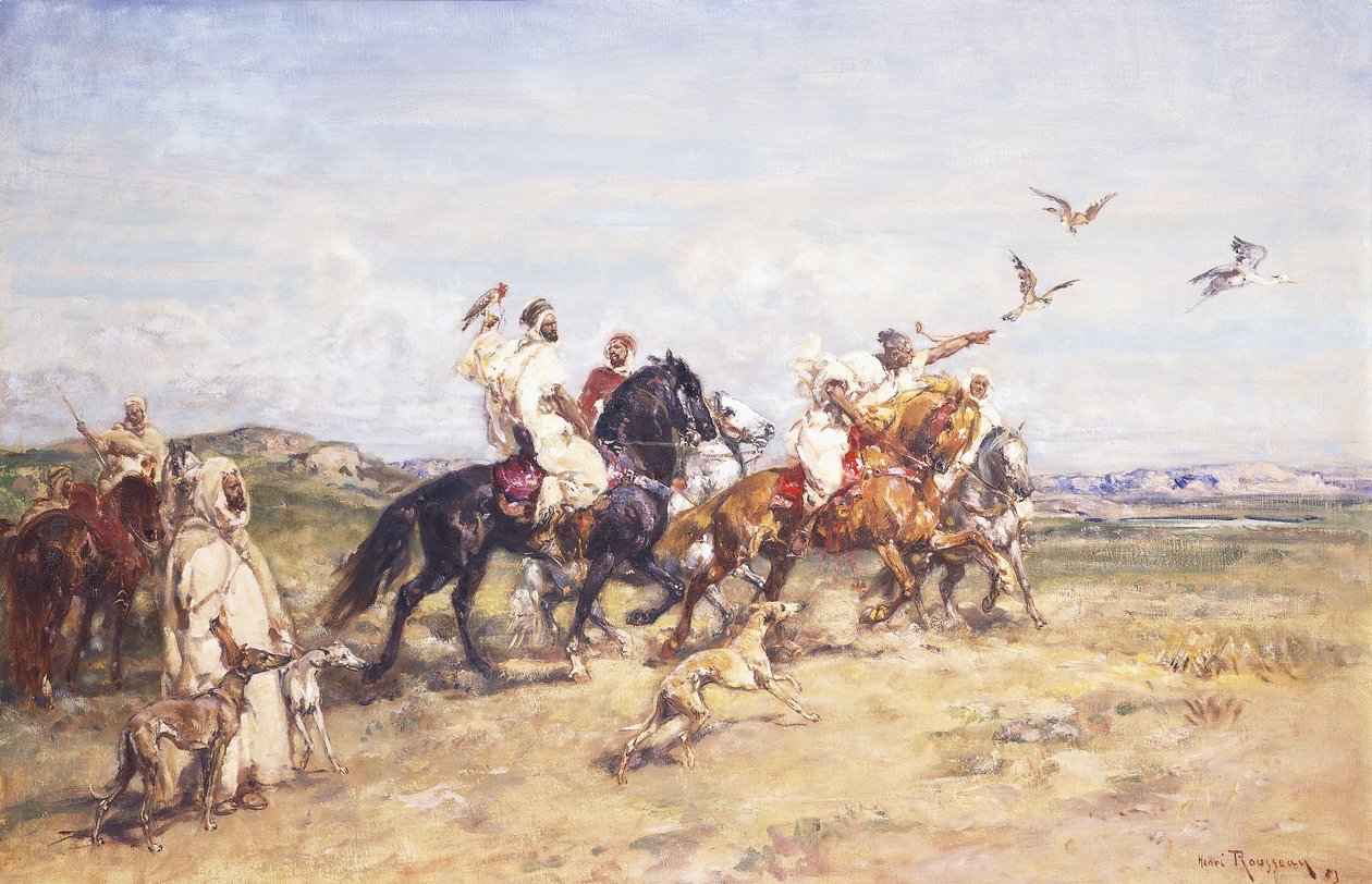 फाल्कन चेज़; द फाल्कन हंट, 1923 द्वारा हेनरी एमिलीन रूसो