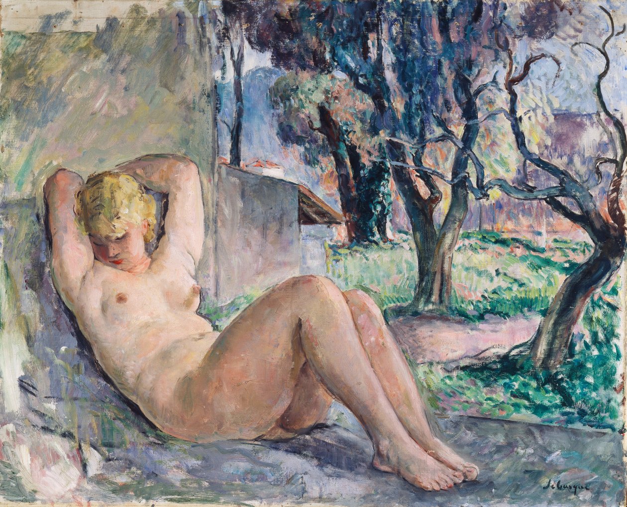 एक बगीचे में नग्न झूठ बोलना, c.1934 द्वारा हेनरी लेबास्क