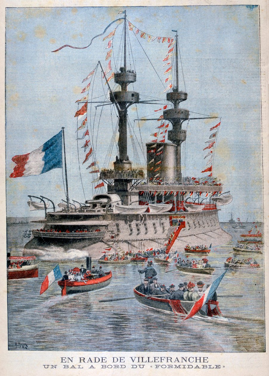 युद्धपोत के रूप में एक गेंद फॉर्मिडेबल, विलेफ्रेंश हार्बर, फ्रांस, 1896 द्वारा हेनरी मेयर