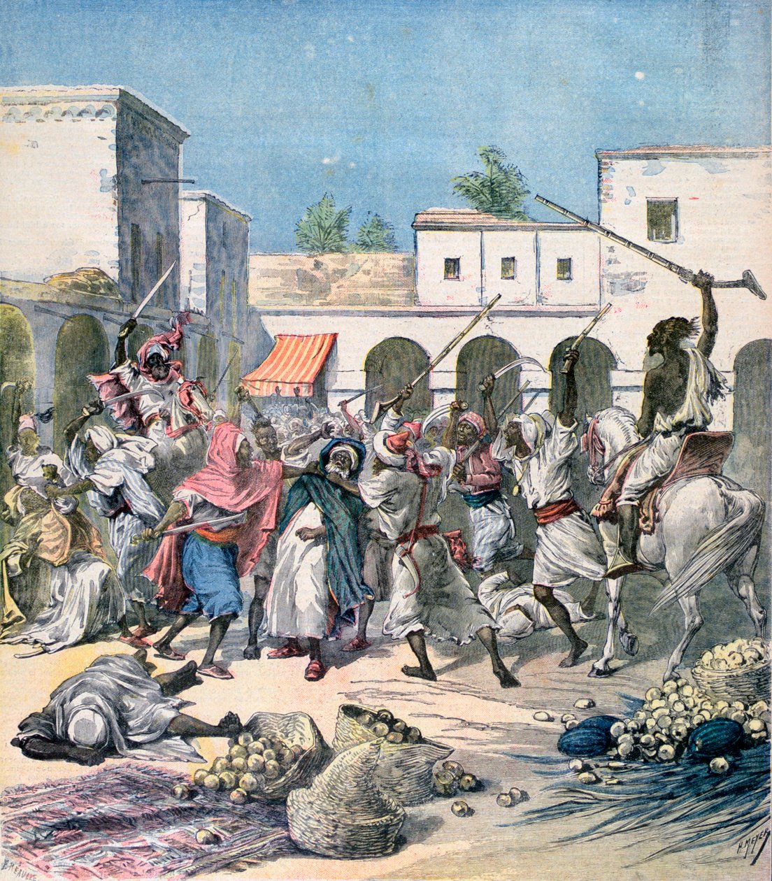 एक फ्रांसीसी सहयोगी, मोरक्को की हत्या, 1891। द्वारा हेनरी मेयर
