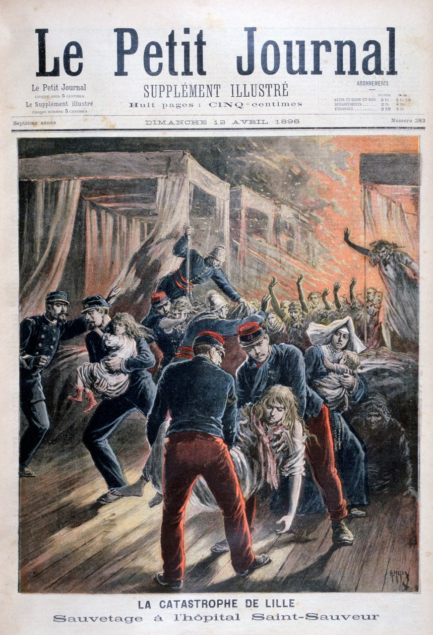सेंट-सौवेउर अस्पताल, लिले, फ्रांस में आपदा, 1896 द्वारा हेनरी मेयर