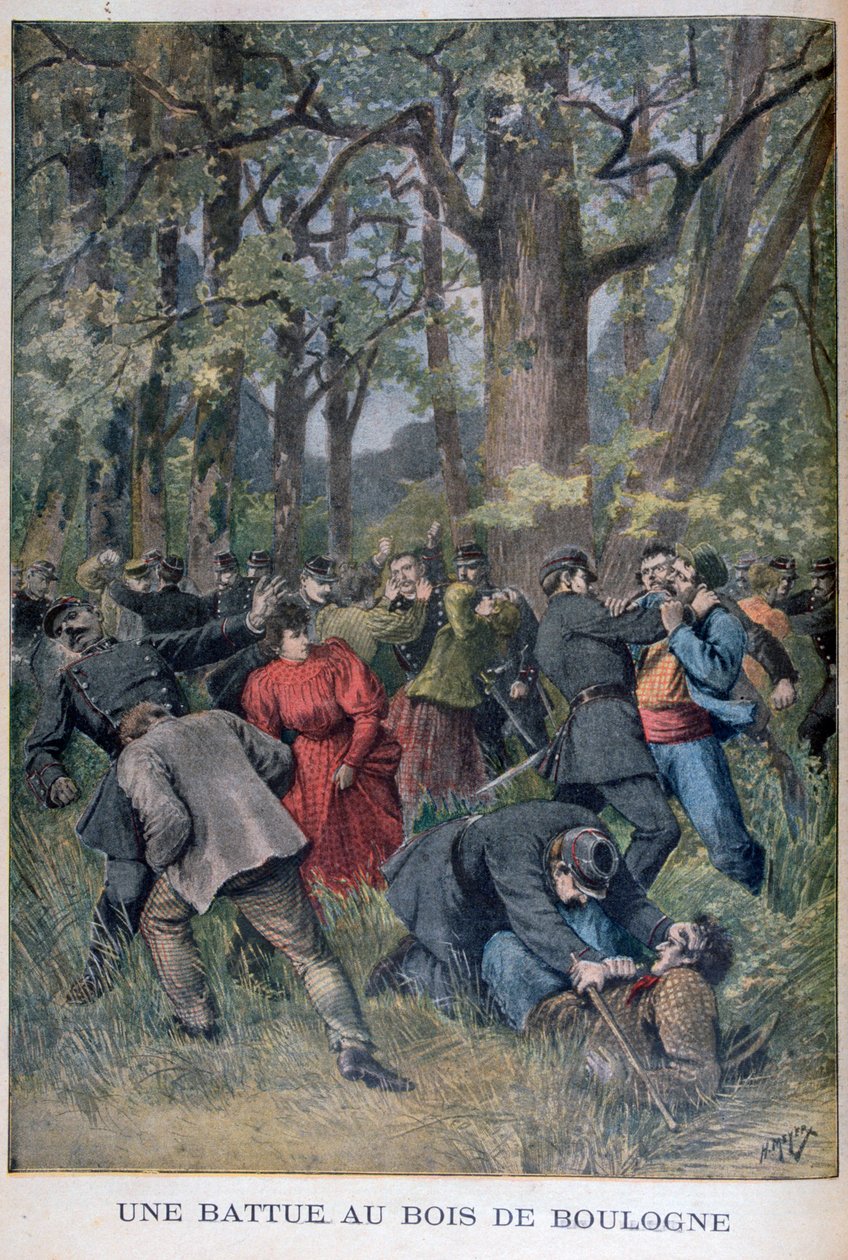 Bois de Boulogne, पेरिस, 1895 में gendarmes और नागरिकों के बीच लड़ाई द्वारा हेनरी मेयर
