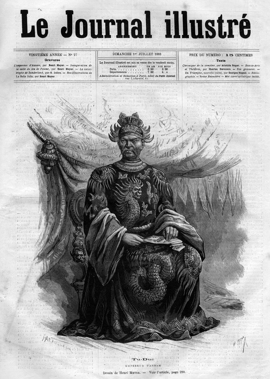 टु-ड्यूक का पोर्ट्रेट (तू डक) (1830-1883) अन्नाम का सम्राट (1848-1883) - 1883 से "द इलस्ट्रस डायरी" का कवर पेज - हेनरी मेयर द्वारा ड्राइंग (1844-1899) द्वारा हेनरी मेयर