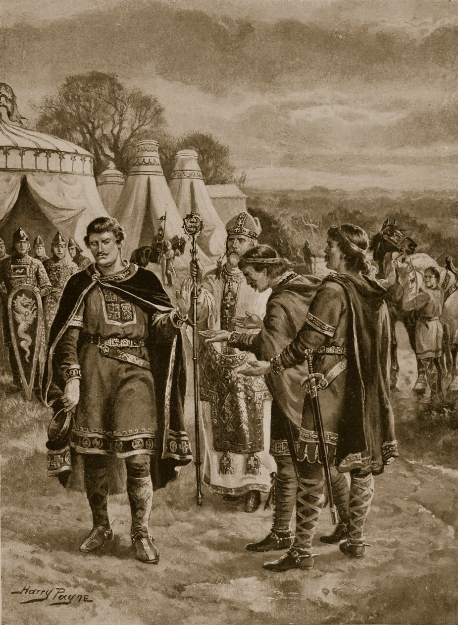 विलियम ने बेरखमपस्टेड, 1066 में &39;द हिस्ट्री ऑफ द नेशन&39; का चित्रण किया द्वारा हेनरी ए। पायने