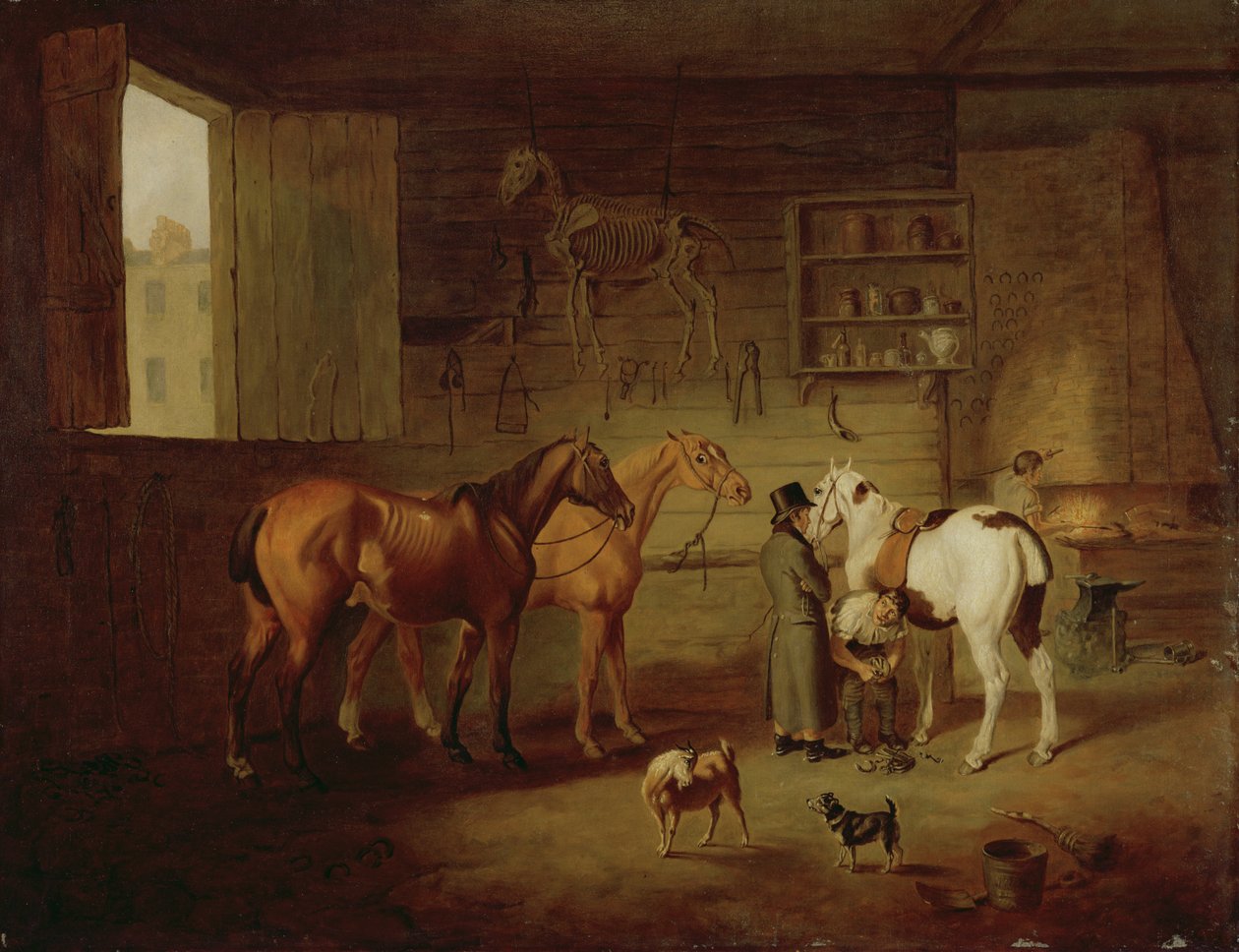 लोहार की दुकान, c.1810-20 द्वारा हेनरी बर्नार्ड चेलोन