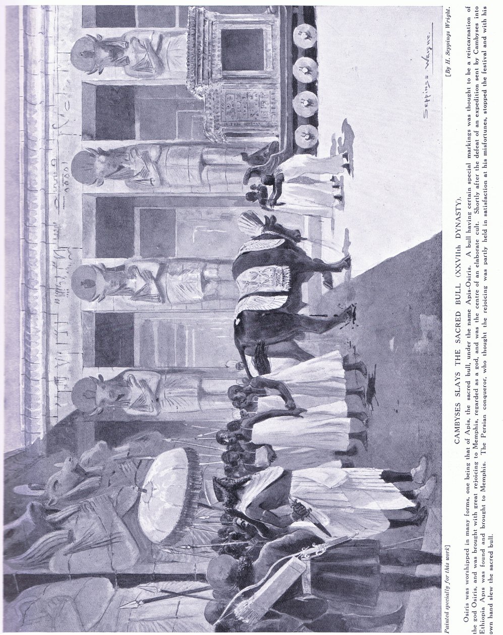 कैंबिस पवित्र बैल (XXVIIth राजवंश) को मारता है, c.1920 द्वारा हेनरी चार्ल्स सेपिंग्स राइट