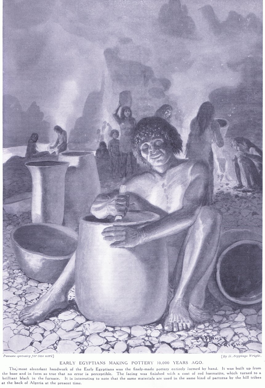 प्रारंभिक मिस्र के बर्तन बनाने का काम 10,000 साल पहले, c.1920 द्वारा हेनरी चार्ल्स सेपिंग्स राइट