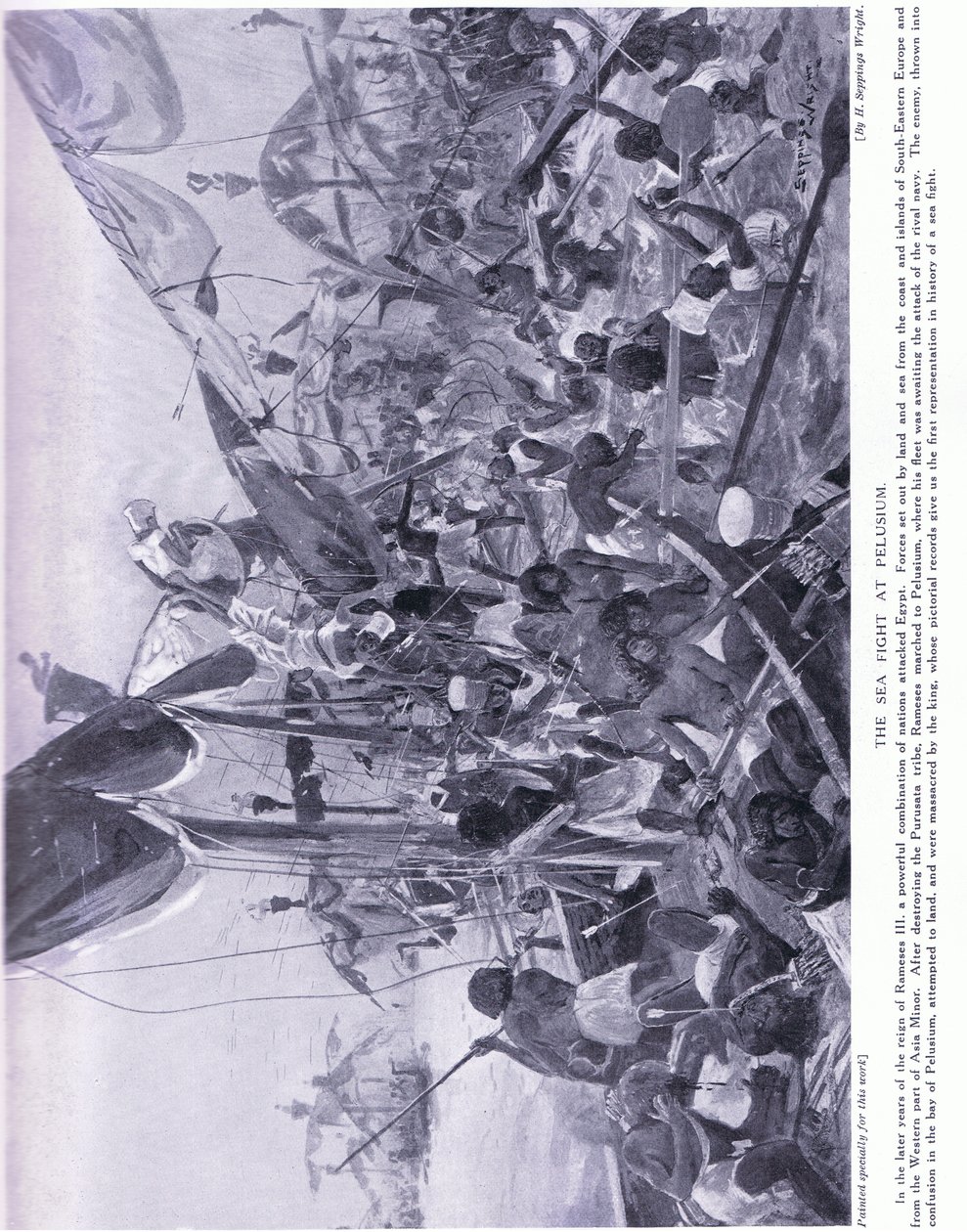 पेलुसियम में समुद्र की लड़ाई, c.1920 द्वारा हेनरी चार्ल्स सेपिंग्स राइट