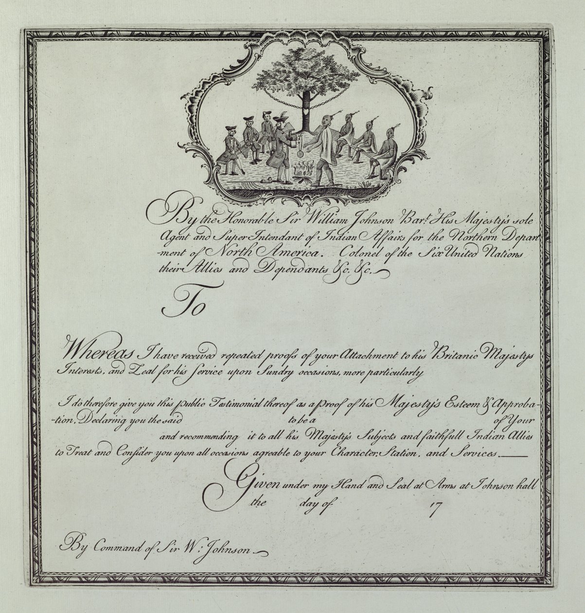 सर विलियम जॉनसन की भारतीय प्रशंसा पत्र, c.1770 (192085 भी देखें) द्वारा हेनरी डॉकिन्स