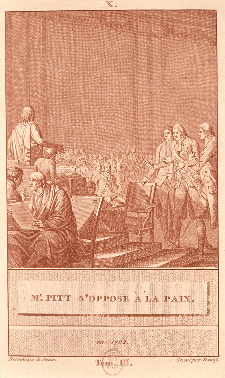 विलियम पिट द एल्डर (1708-78) डेविड द्वारा उत्कीर्ण 1762 की शांति का विरोध द्वारा हेनरी ले ज्यून