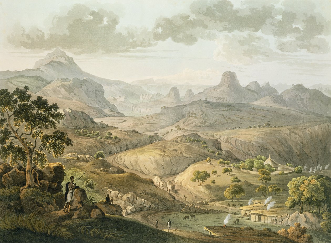 आसियान्सिया गांव के पास, अबीसीनिया में, डैनियल हैवेल (1785-1826) 1809 (एक्वाटिंट) द्वारा उत्कीर्ण द्वारा हेनरी साल्ट