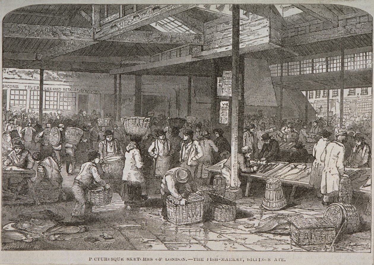 बिलिंग्सगेट बाजार का आंतरिक दृश्य, 1849 द्वारा हेनरी विज़ेटली