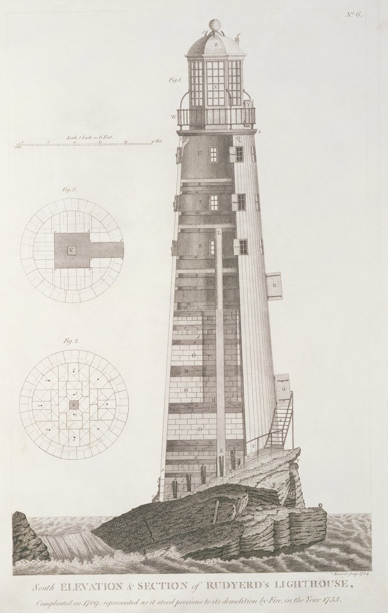 जॉन रिकॉर्ड (fl.1768-80), 1784 द्वारा एडिस्टोन लाइटहाउस उत्कीर्ण किया गया द्वारा हेनरी विंस्टनले