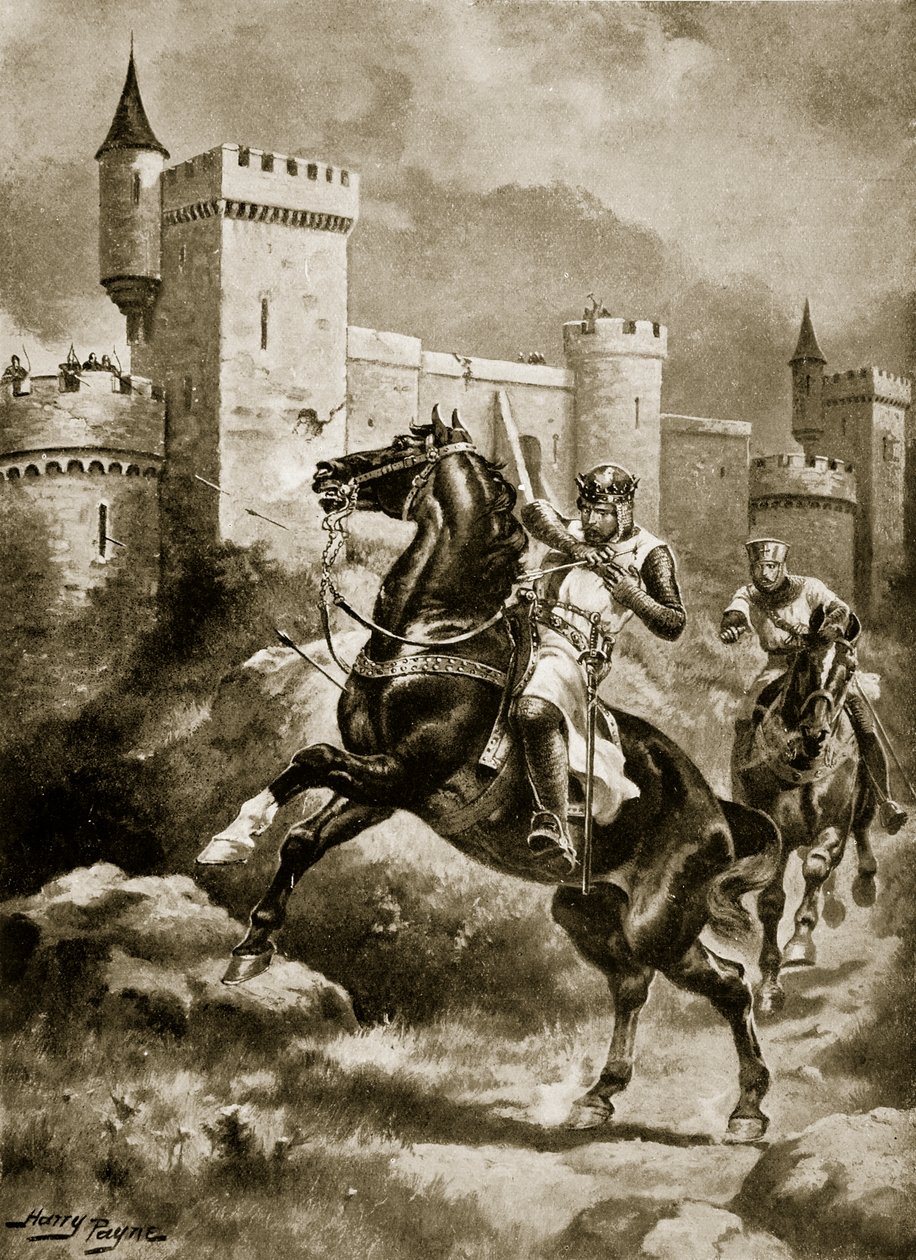 चालुज की घेराबंदी, 'हचिंसन की कहानी ब्रिटिश राष्ट्र' से चित्रण, c.1920 (लिथो) द्वारा हेनरी पायने