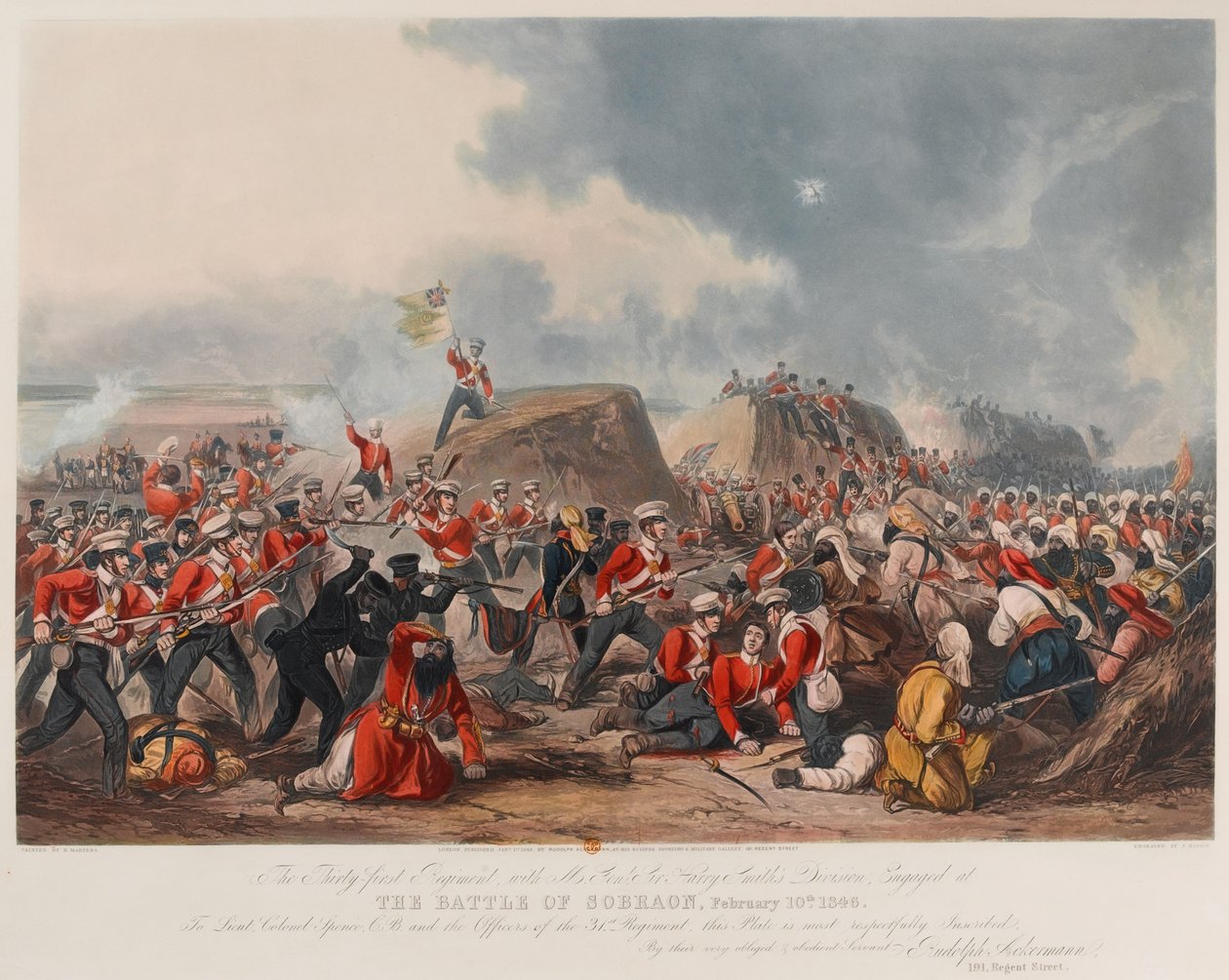 सोबराओं की लड़ाई 10 फरवरी 1846 (एक्वाटिंट, रंगीन) द्वारा हेनरी (बाद) मार्टेंस