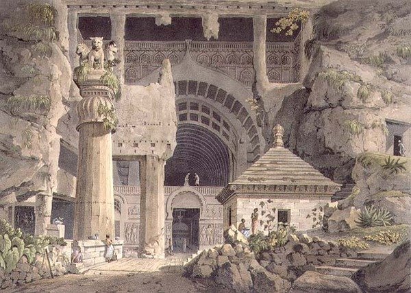 कार्ली में प्राचीन उत्खनन, प्लेट XIV, डैनियल हैवेल द्वारा उकेरा गया (1785-1826) 1809 (उत्कीर्णन) द्वारा हेनरी (बाद में) नमक