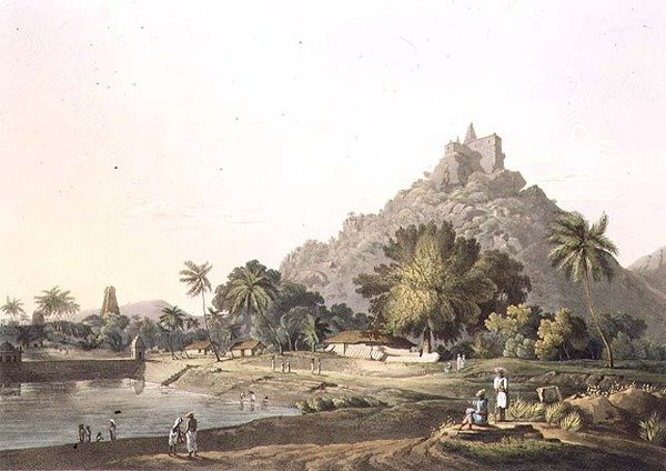 त्रिंचीकुनम में पगोडा, प्लेट XI, डेनियल हैवेल द्वारा उकेरा गया (1785-1826) 1809 (उत्कीर्णन) द्वारा हेनरी (बाद में) नमक