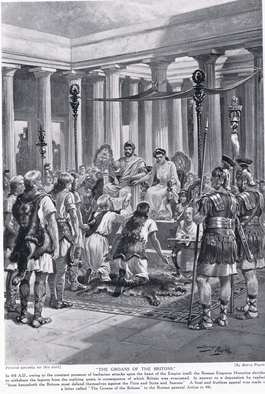 द ग्रोन्स ऑफ़ द ब्रिटान्स, &39;हचिन्सन हिस्ट्री ऑफ़ द नेशन्स&39;, c.1910 से दृष्टांत द्वारा हेनरी ए। पायने