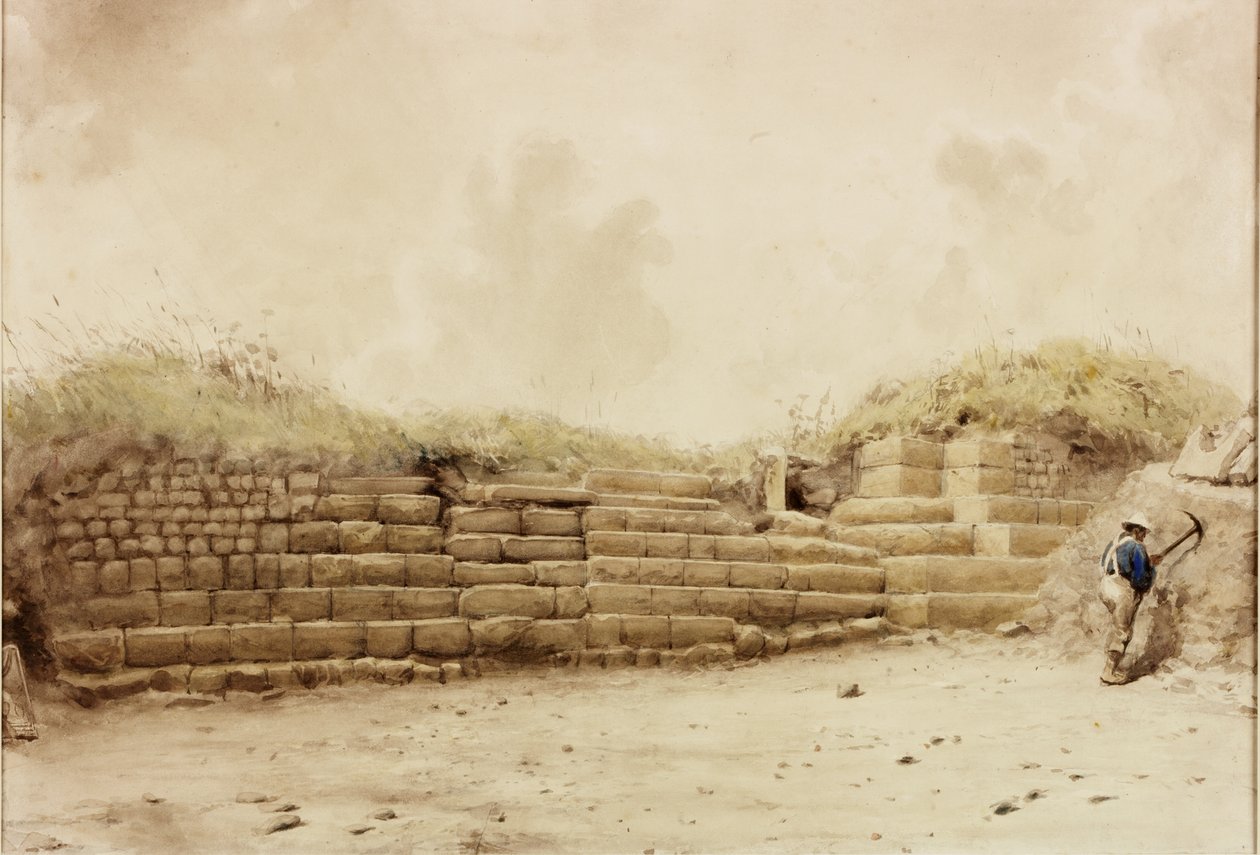 Housesteads, c.1848 (कागज पर पेंसिल और पानी के रंग) द्वारा हेनरी बर्डन रिचर्डसन