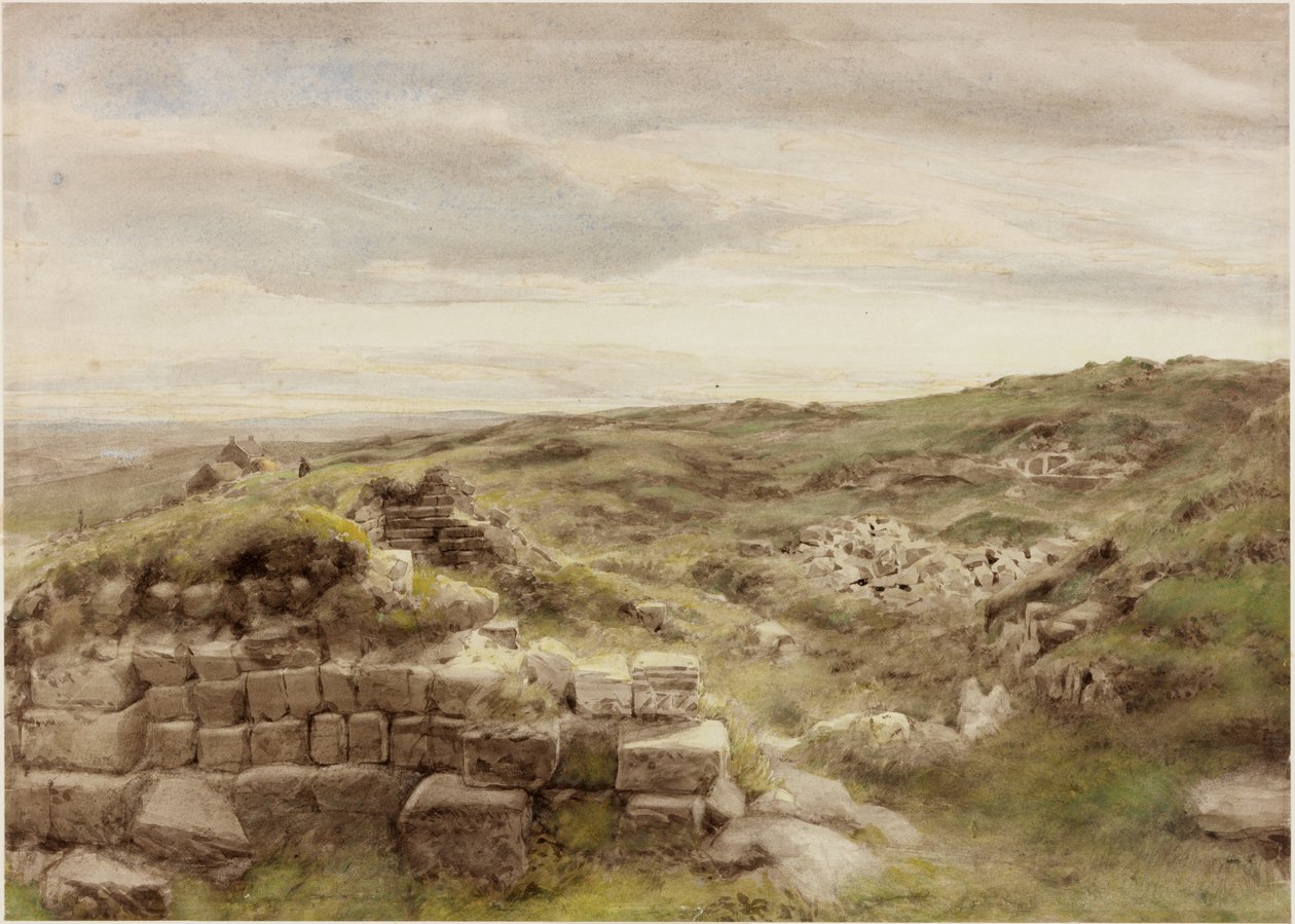 Housesteads, c.1848 (कागज पर पेंसिल और पानी के रंग) द्वारा हेनरी बर्डन रिचर्डसन
