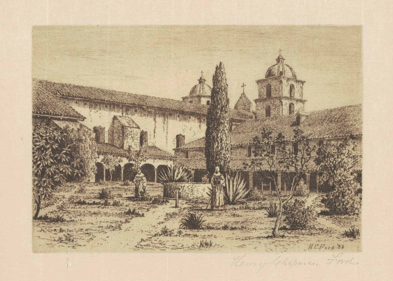 गार्डन, मिशन सांता बारबरा, 1888। द्वारा हेनरी चैपमैन फोर्ड