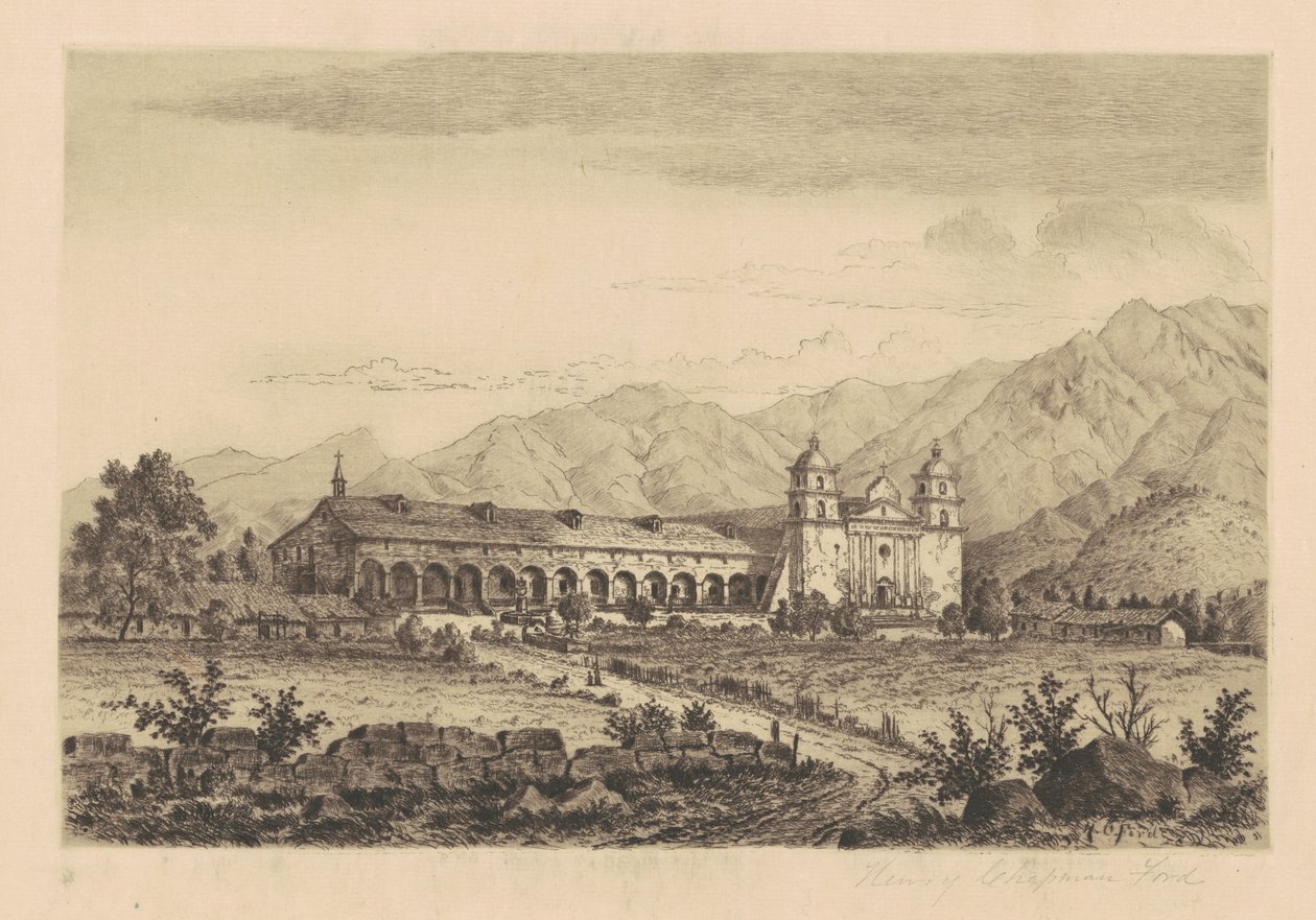 मिशन सांता बारबरा, 1883। द्वारा हेनरी चैपमैन फोर्ड