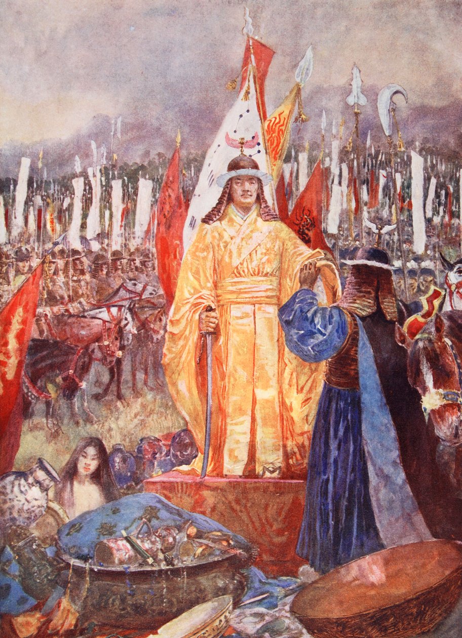 युद्ध के मैदान पर ग्रैंड मार्शल का घोषित सम्राट, &39;हचिंसन्स हिस्ट्री ऑफ द नेशंस&39;, c.1920 से चित्रण द्वारा हेनरी चार्ल्स सेपिंग्स राइट