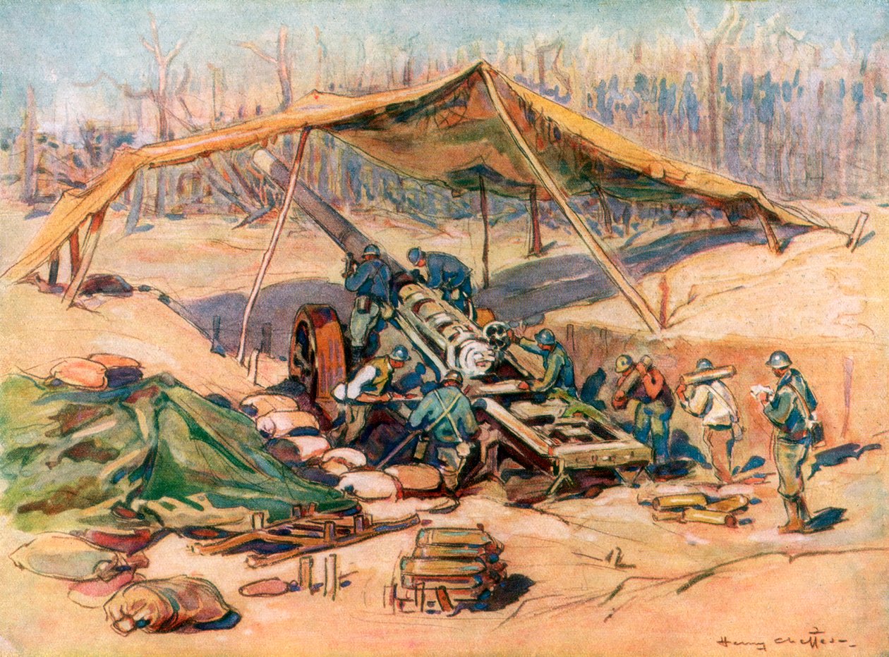 फ्रांसीसी तोपखाने की स्थिति, फ्रांस, 1918, 1926। द्वारा हेनरी शेफ़र