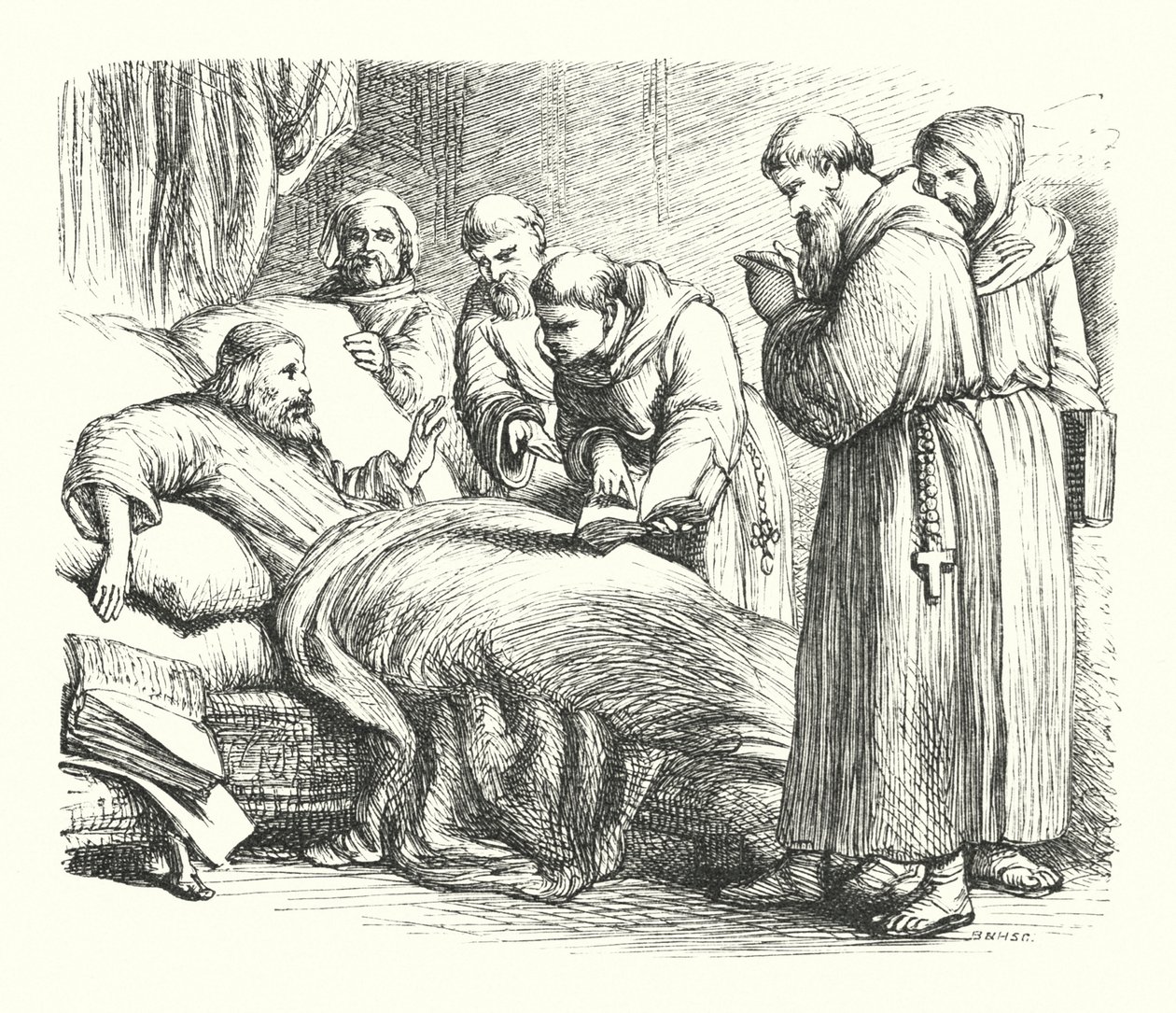 Wycliffe अपनी मृत्यु शय्या पर (उत्कीर्णन) द्वारा हेनरी कर्टनी (बाद) सेलस