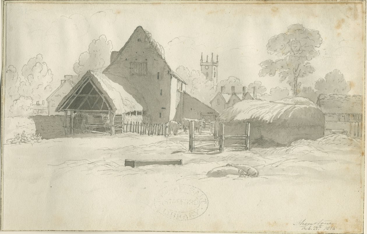 शेनस्टोन - फार्म: सीपिया ड्राइंग, एन डी [1788-1855] (ड्राइंग) द्वारा हेनरी कर्जन ऑलपोर्ट