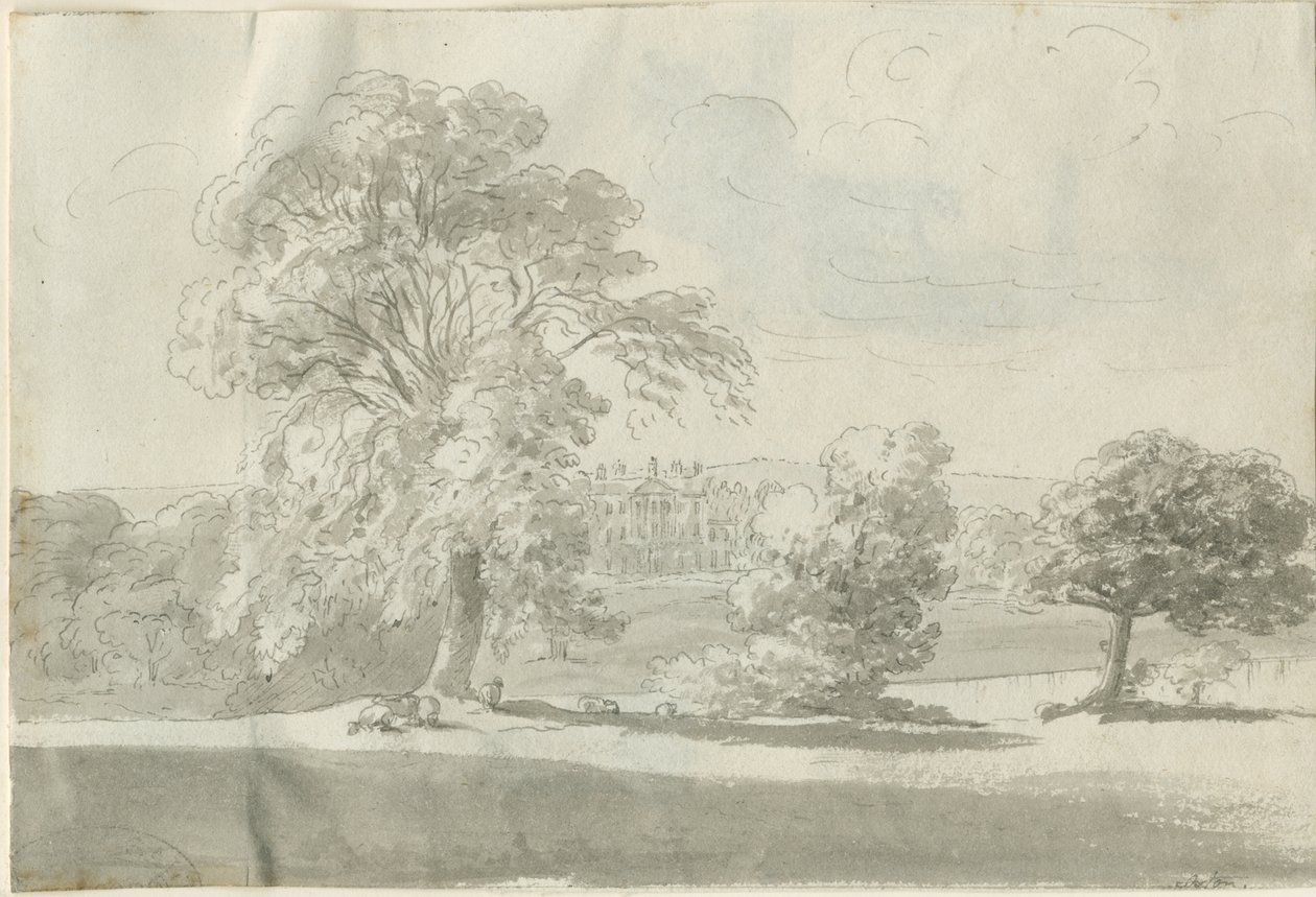 शेनस्टोन - लिटिल एस्टन हॉल: पेन एंड वॉश ड्रॉइंग, एन डी [1788-1855] (ड्राइंग) द्वारा हेनरी कर्जन ऑलपोर्ट