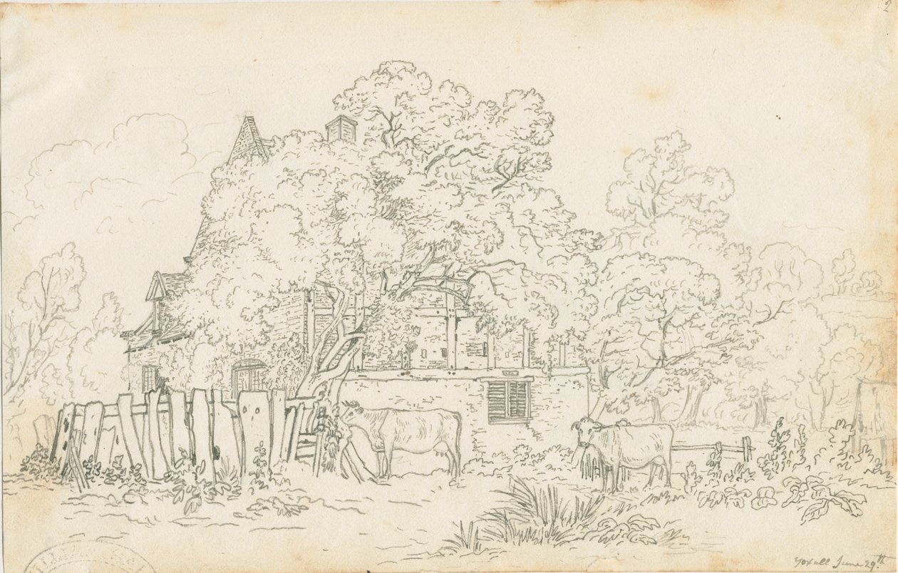 Yoxall - पुराना फार्म हाउस: पेंसिल ड्राइंग, nd [c 1815] द्वारा हेनरी कर्जन ऑलपोर्ट
