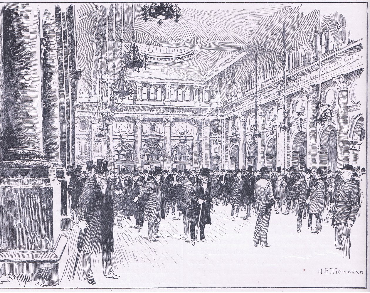 मैनचेस्टर में रॉयल एक्सचेंज के अंदर, 1900 के इंग्लैंड के कैसल्स हिस्ट्री से चित्रण द्वारा हेनरी एडवर्ड Tidmarsh