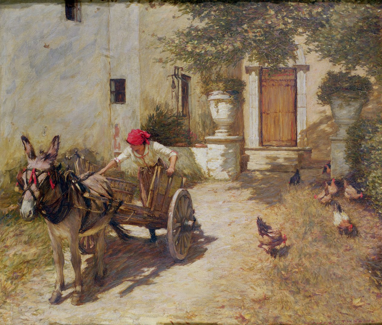फार्म यार्ड दृश्य, 1905 द्वारा हेनरी हर्बर्ट ला थांगु