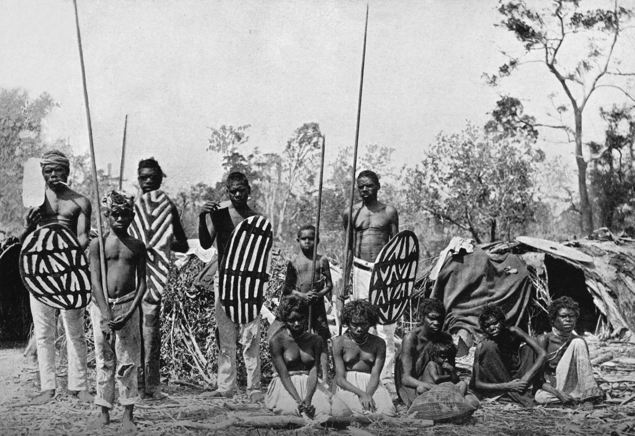 क्वींसलैंड मूल निवासी की एक पार्टी भाले और ढाल, 1902 द्वारा हेनरी राजा