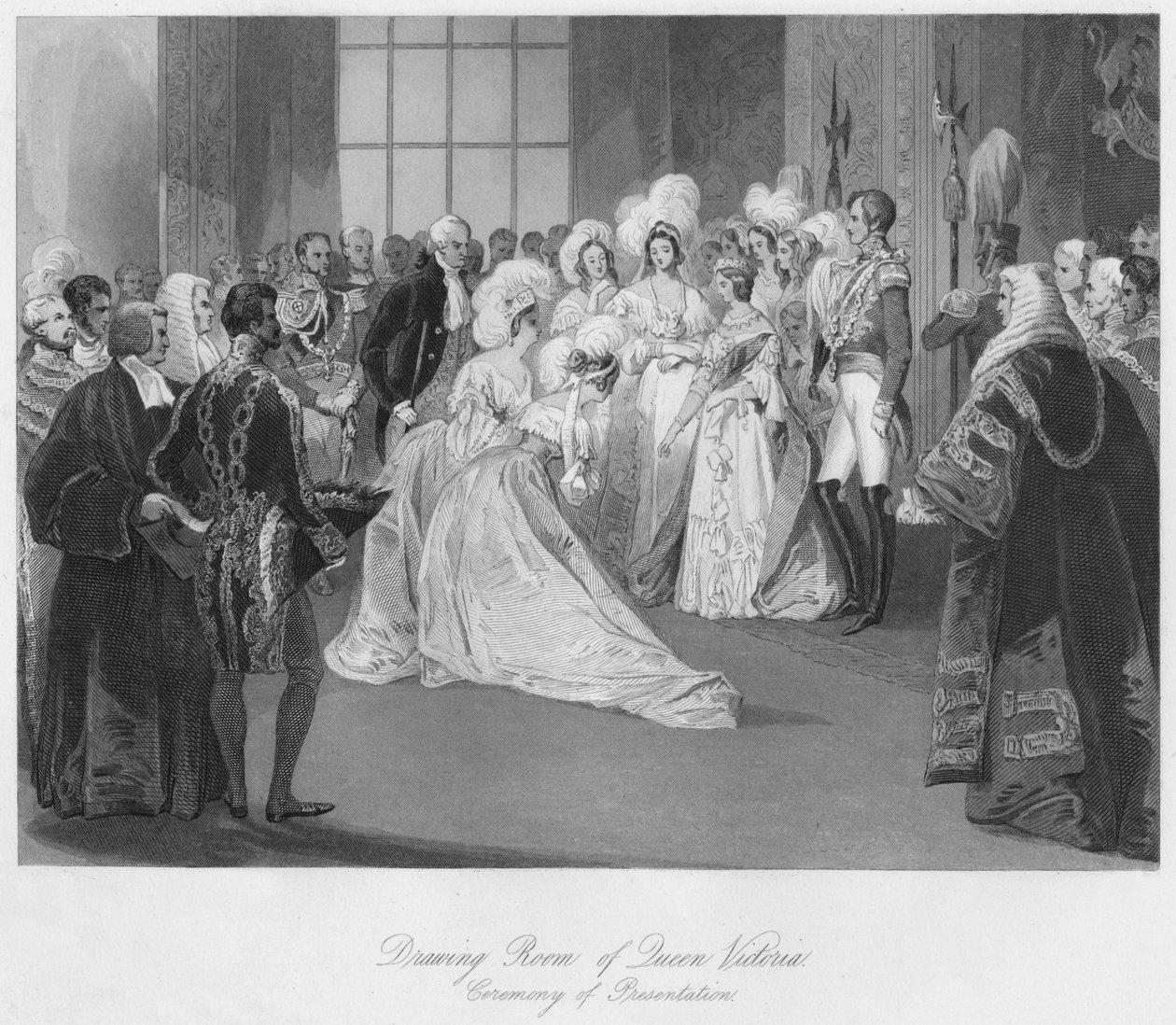 रानी विक्टोरिया का ड्राइंग रूम। प्रस्तुति का समारोह, c1841 द्वारा हेनरी मेलविल