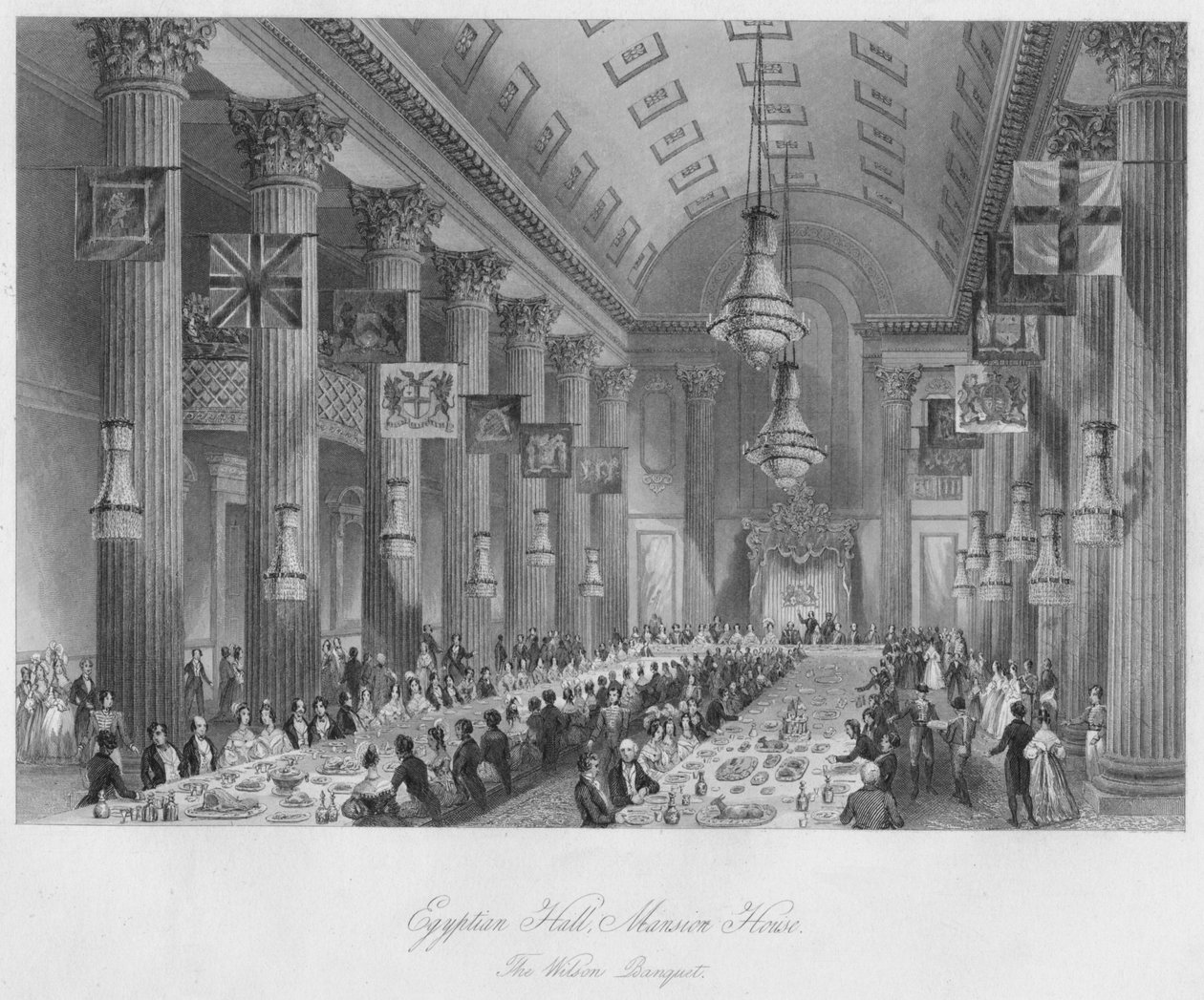 मिस्र हॉल, हवेली हाउस: विल्सन बैंक्वेट, c1841 द्वारा हेनरी मेलविल