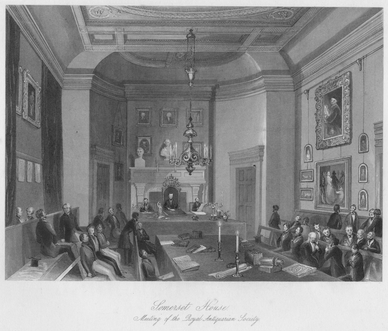 समरसेट हाउस। शाही पुरातन समाज की बैठक, c1841 द्वारा हेनरी मेलविल