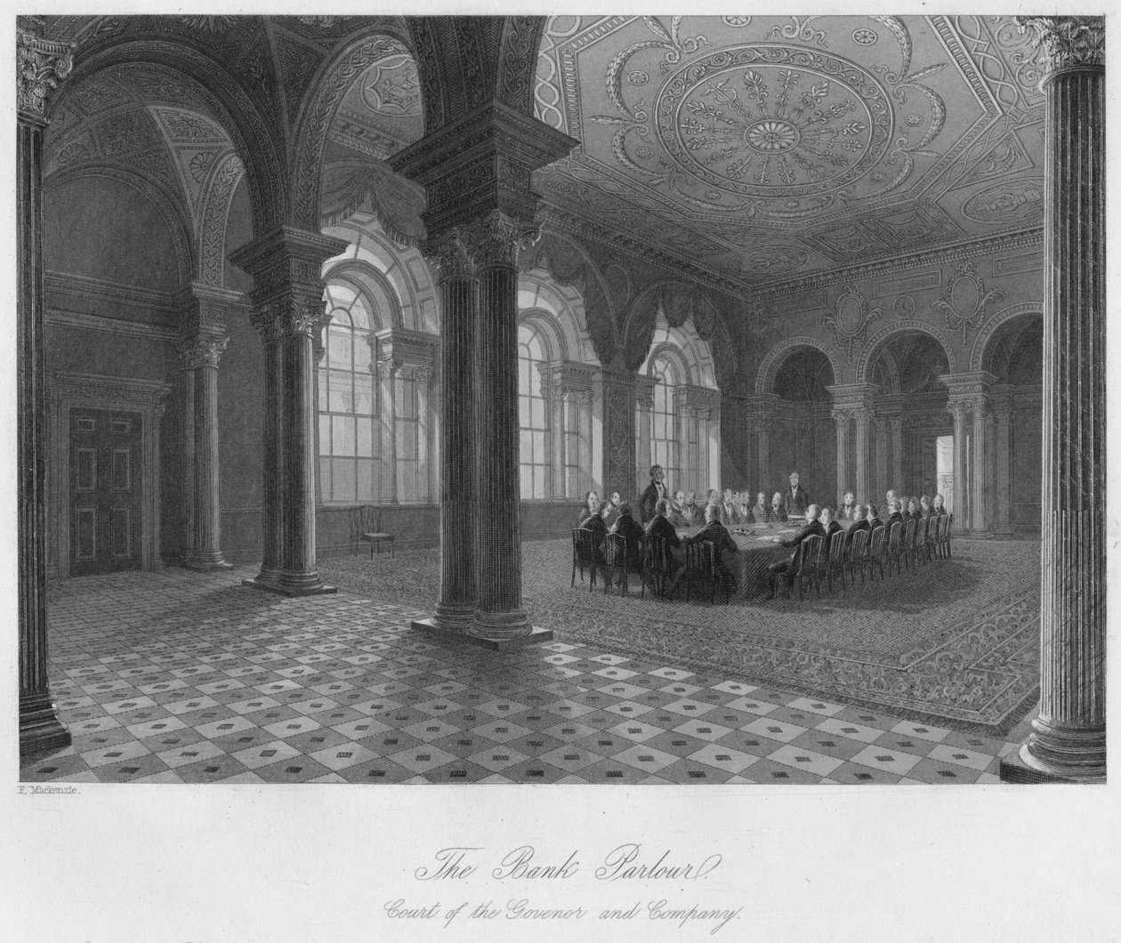 द बैंक पार्लर। राज्यपाल और कंपनी का न्यायालय, c1841 द्वारा हेनरी मेलविल