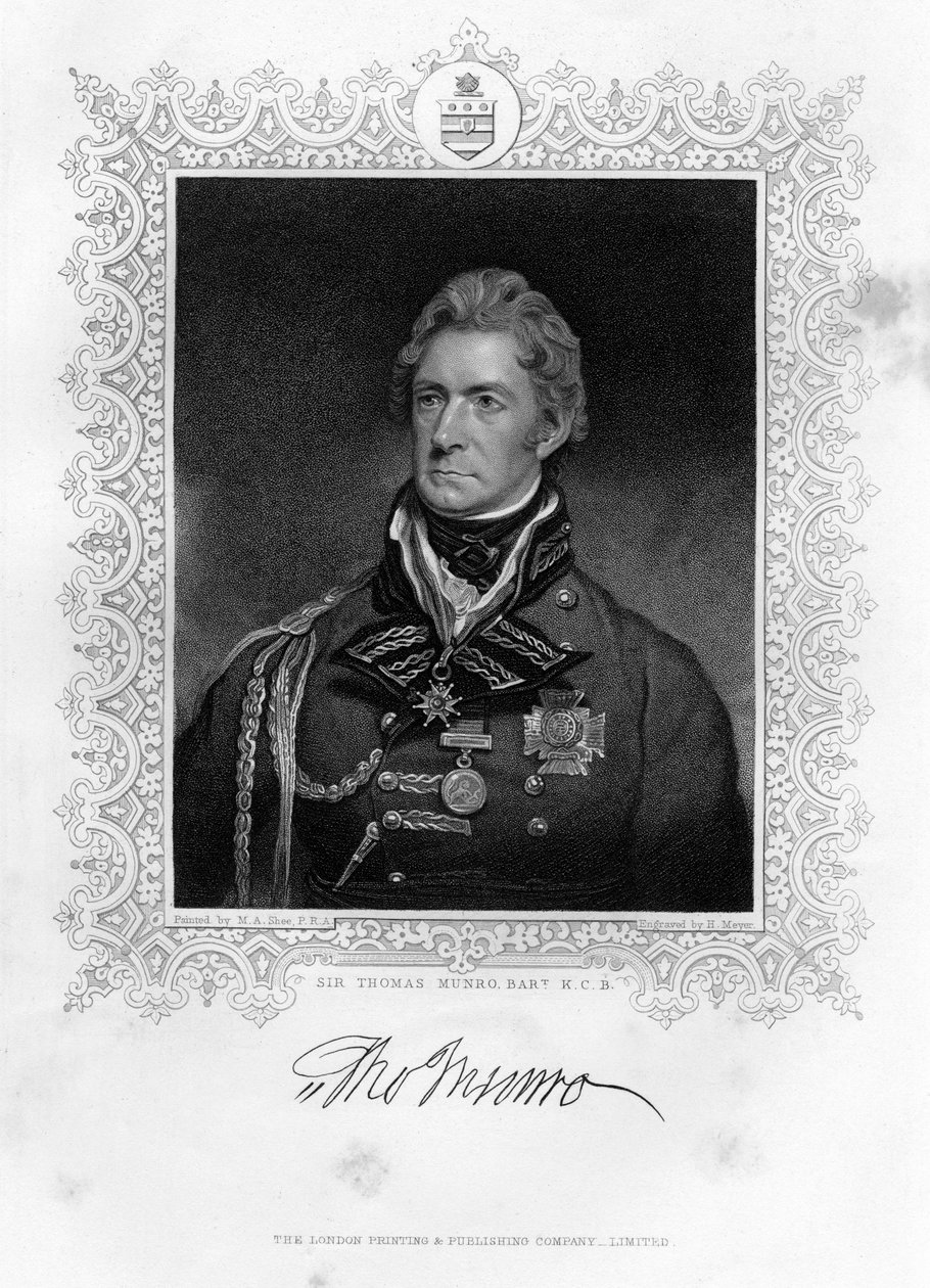 सर थॉमस मुनरो 1761-1827, स्कॉटिश सैनिक और राजनेता, 19 वीं शताब्दी। द्वारा हेनरी मेयर