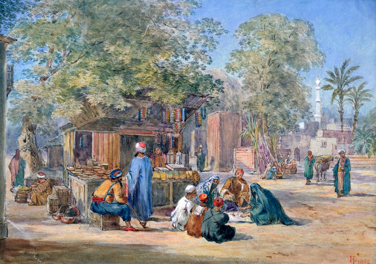मिस्र का गांव, 1869। द्वारा हेनरी पिलो