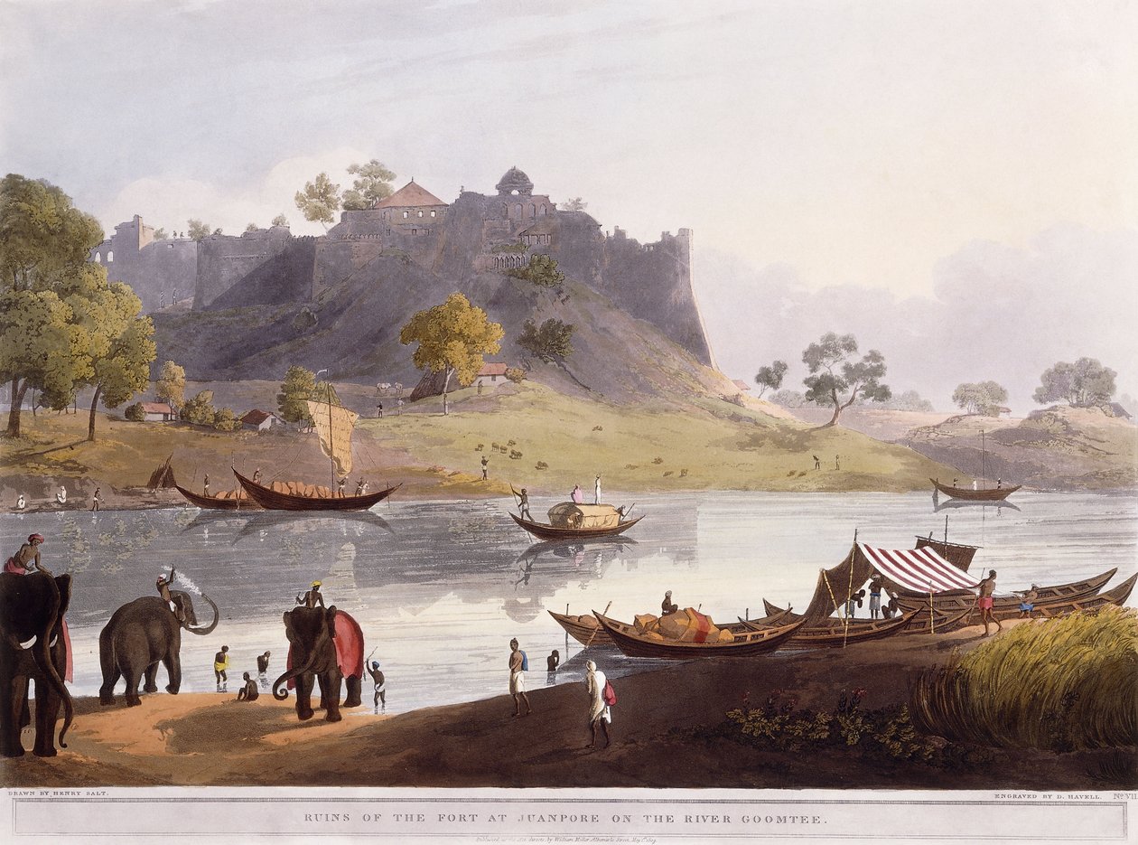 1824 में गोमती नदी पर जुआनपोर में बंदरगाह के खंडहर द्वारा हेनरी साल्ट