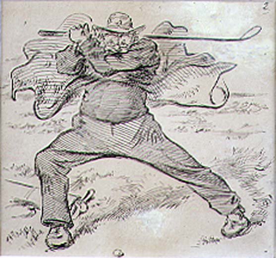अराजक गोल्फर, 'ग्राफिक' पत्रिका, पब से चित्रण। c.1870 (लिथो) द्वारा हेनरी सैंडरिकॉक