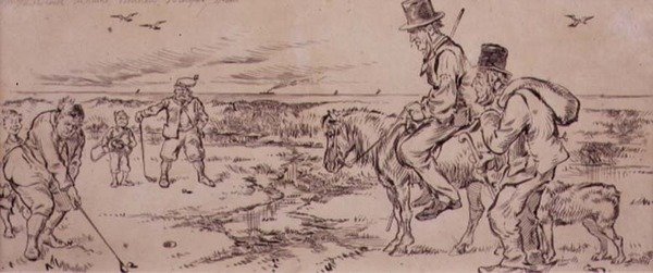 द डिफिकल्ट पुट, 'ग्राफिक' पत्रिका, पब से चित्रण। सी। 1870 (लिथो) द्वारा हेनरी सैंडरिकॉक