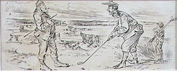 हेसिटेंट गोल्फर, 'ग्राफिक' पत्रिका, पब से चित्रण। c.1870 (लिथो) द्वारा हेनरी सैंडरिकॉक