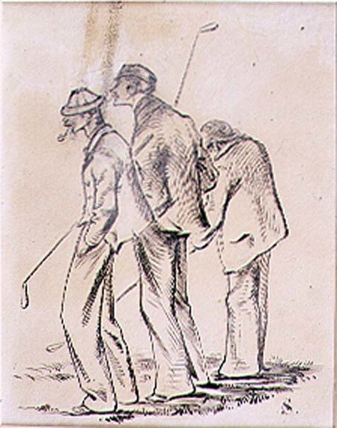 द लेथर्जिक गोल्फर्स, 'ग्राफिक' पत्रिका, पब से चित्रण। c.1870 (लिथो) द्वारा हेनरी सैंडरिकॉक